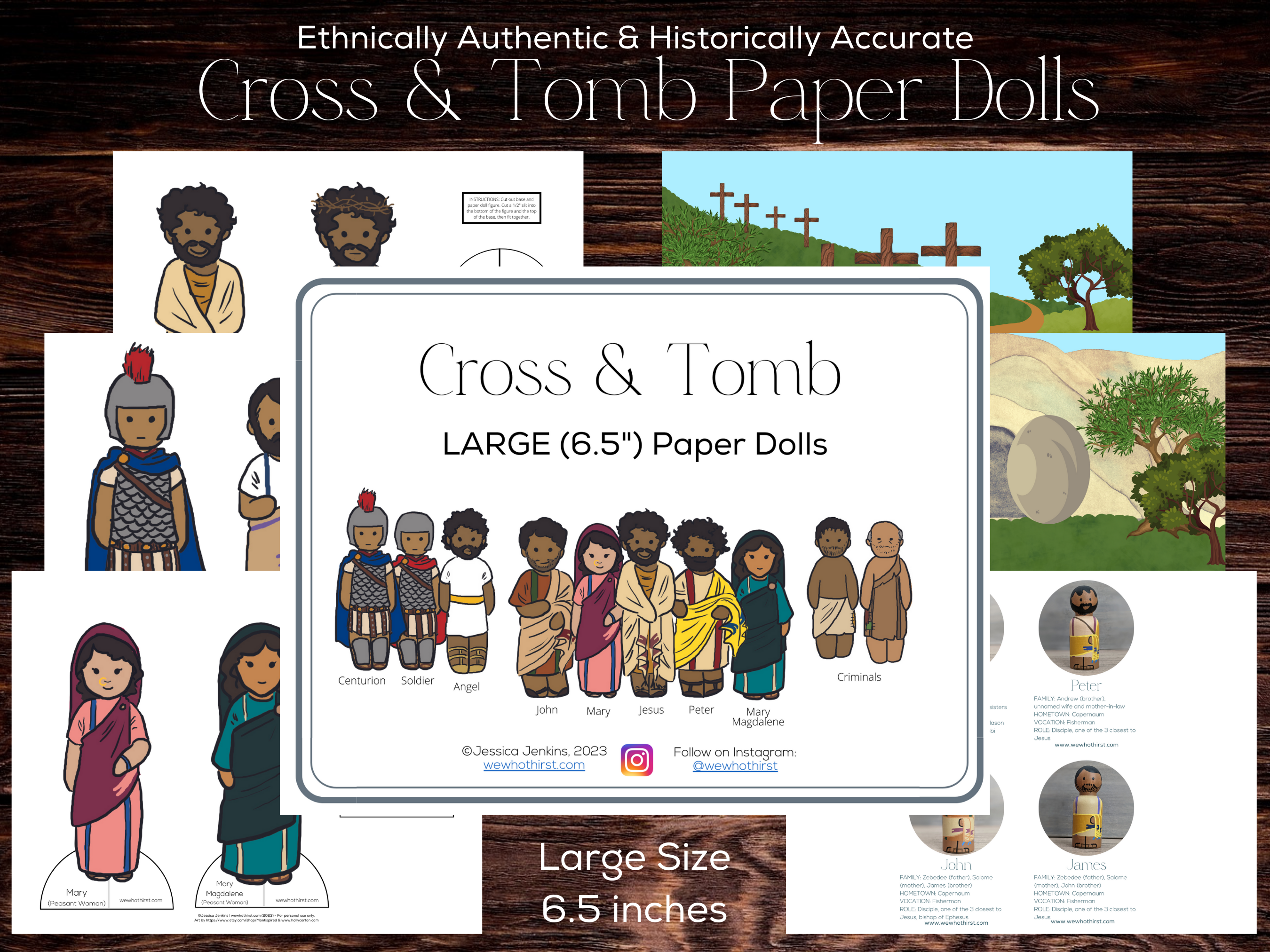 Large cross and tomb paper dolls