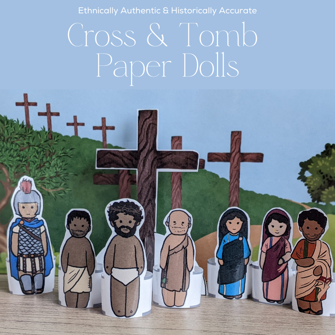 Small Cross and tomb paper dolls