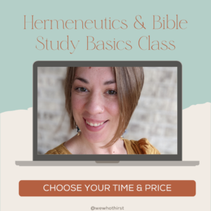 Hermeneutics and Bible Study Basics Class - Image shows Jessica's face on computer screen. Words say, "Choose your time and price"